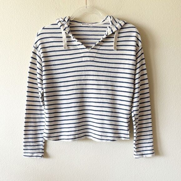 Marine Layer Koa Cream and Blue Striped Coastal Hoodie - Picture 2 of 10